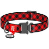 WAUDOG Нашийник для собак  Nylon Шотландка червона, з QR паспортом, металева пряжка-фастекс, 24-40х2 см (48 - зображення 1