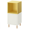IKEA EKET Комбінація шаф на ніжках, білий блідо-жовтий/дерево, 35х35х80 см (295.217.16) - зображення 1