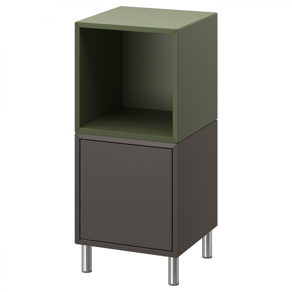 IKEA EKET Комбінація шаф на ніжках темно-сіра сіро-зелена/метал 35х35х80 см (195.217.12) - зображення 1
