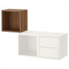 IKEA EKET Комбінація підвісних шаф, білий/горіх, 105x35x70 см (094.903.20) - зображення 1