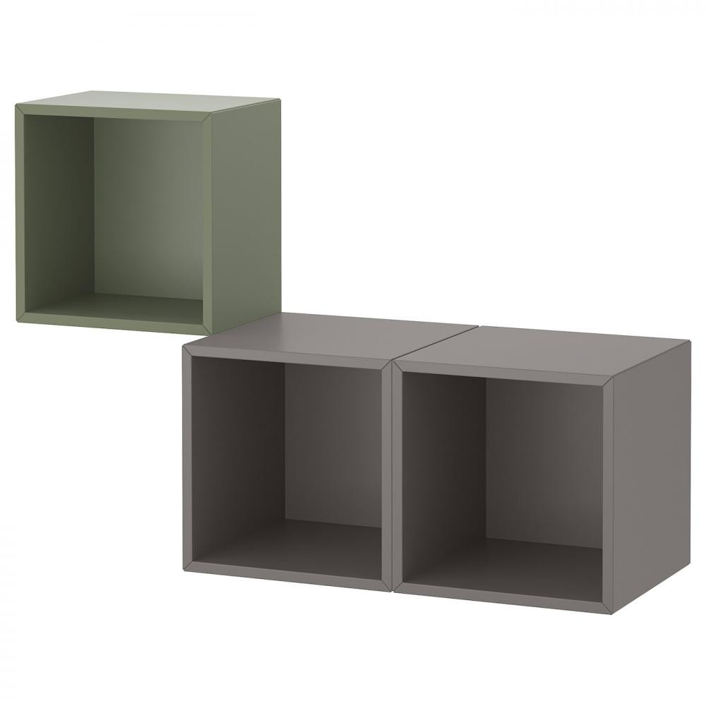IKEA EKET Комбінація настінних шаф, сіро-зелений/темно-сірий, 105x35x70 см (295.213.68) - зображення 1
