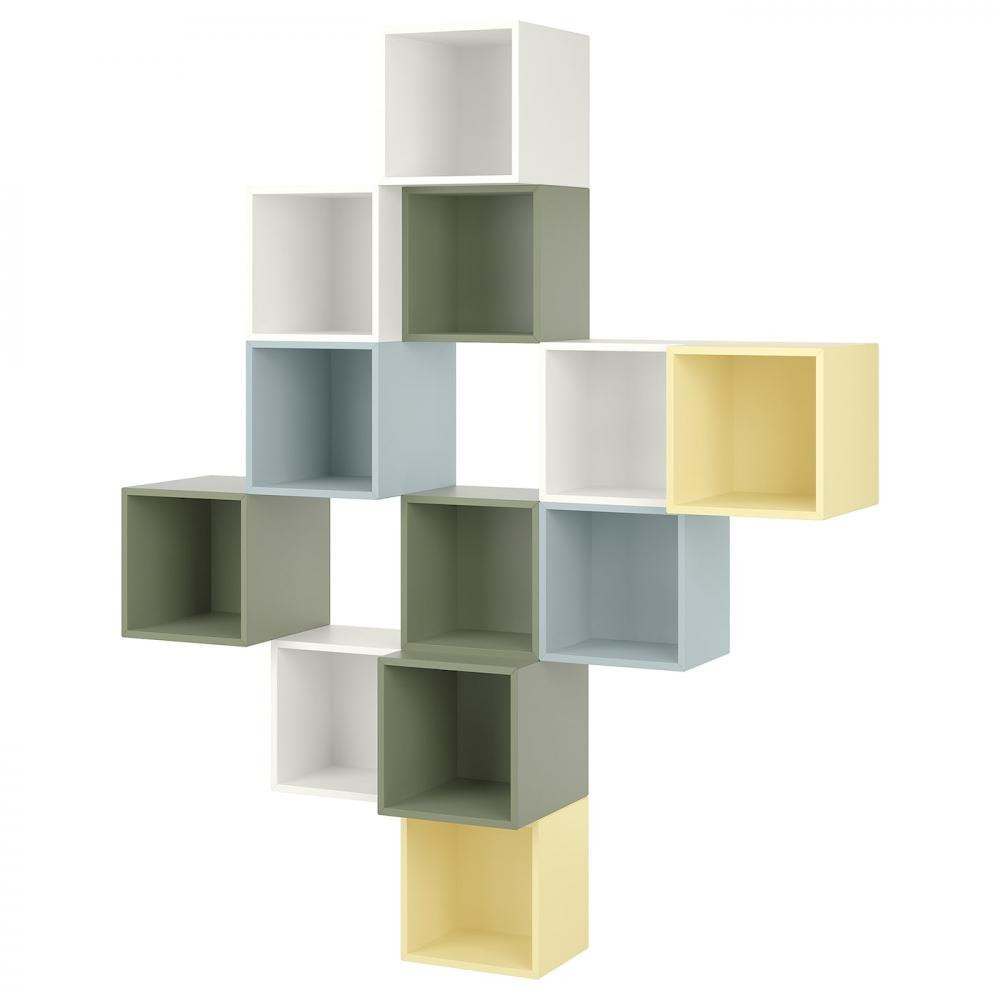 IKEA EKET Комбінація навісних шаф різнокольоровий/білий 175x35x210 см (995.215.67) - зображення 1