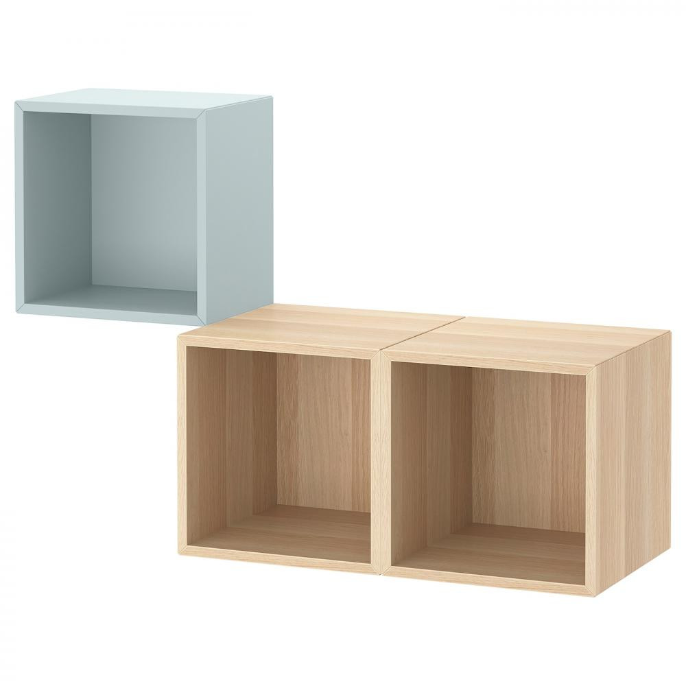IKEA EKET Комбінація настінних шаф, світло-блакитний сіро-білий дуб, 105x35x70 см (095.213.69) - зображення 1