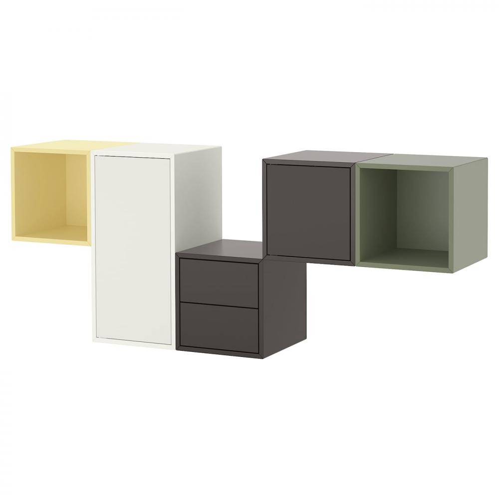 IKEA EKET Комбінація навісних шаф, білий/різнокольоровий, 175x35x70 см (495.216.83) - зображення 1