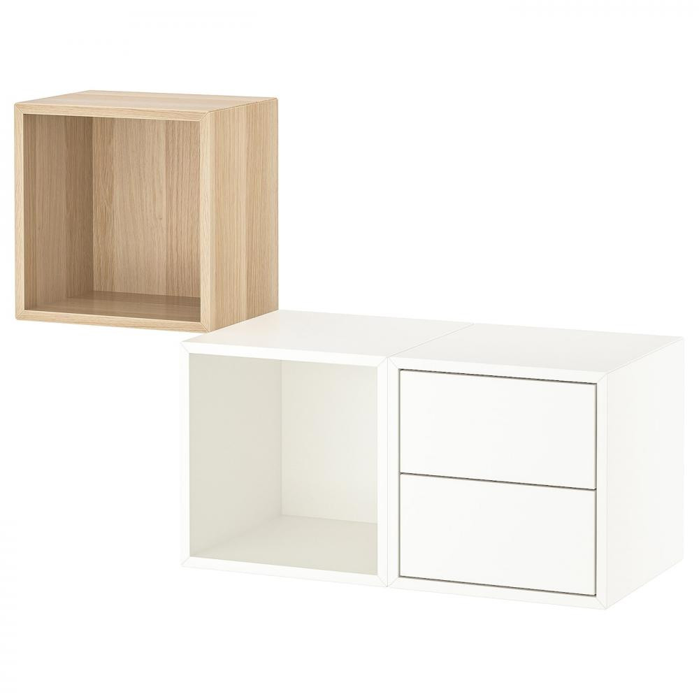 IKEA EKET Комбінація підвісної шафи дуб білий/білий, 105x35x70 см (793.363.92) - зображення 1