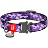 WAUDOG Нашийник для собак  Nylon Фіолетовий камо, з QR паспортом, металева пряжка-фастекс, 35-58х2, 5 см (4 - зображення 1