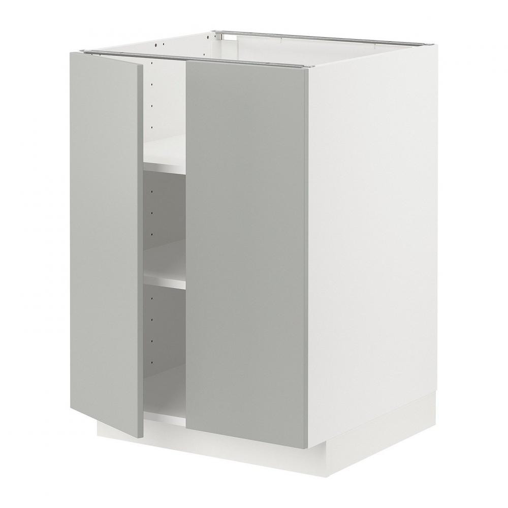 IKEA METOD Нижня шафа/полиці/2 дверцята, білий/Havstorp світло-сірий, 60x60 см (495.392.25) - зображення 1
