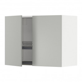IKEA METOD Навісна шафа з сушаркою/2 дверцята, білий/Havstorp світло-сірий, 80x60 см (495.380.37)