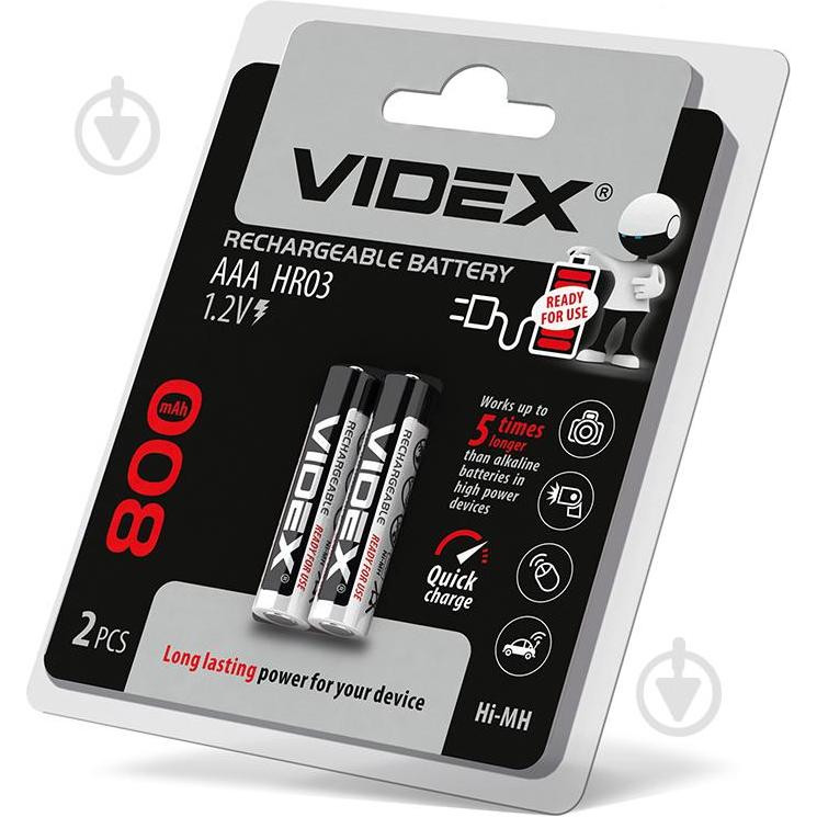 VIDEX AAA 800mAh NiMH 2шт (23335) - зображення 1