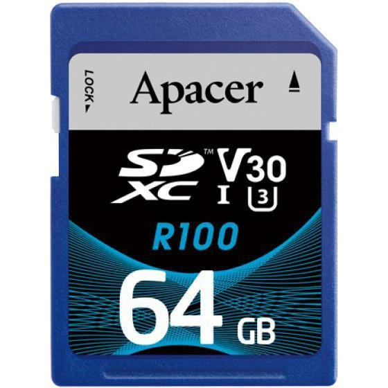 Apacer 64 GB SDXC UHS-I U3 V30 R100 (AP64GSDXC10U7-R) - зображення 1