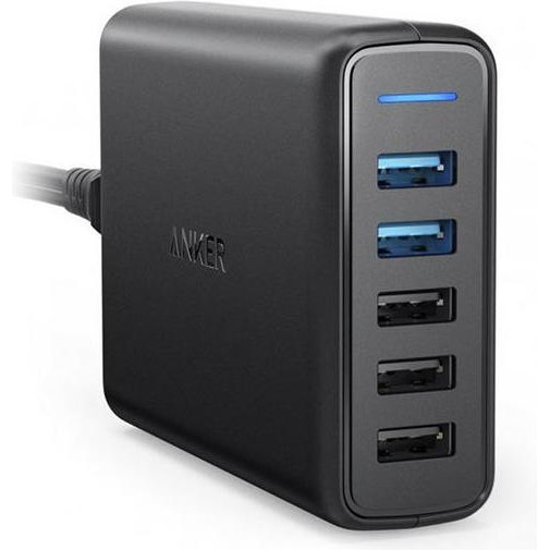 Anker PowerPort QC 3.0 & PowerIQ (2USBx3A, 2USBx2.4A) V3 Black (A2054L11) - зображення 1