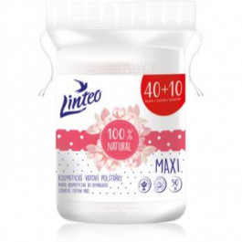   Linteo Natural Cotton Pads ватні косметичні диски для зняття макіяжу Maxi 40 + 10ks 50 кс