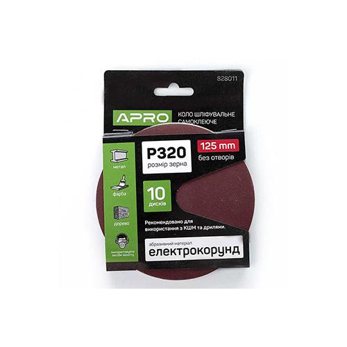 Apro Круг шлифовальный без отверстий (на липучке) ?125мм P320 (10шт.) - зображення 1