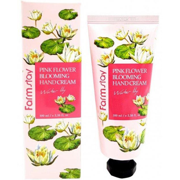 FarmStay Восстанавливающий крем для рук и ногтей  Pink Flower Blooming Hand Cream Water Lily  с экстрактом ли - зображення 1