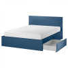 IKEA MALM Каркас ліжка з 4 ящиками, синій/Leirsund, 140x200 см (895.599.85) - зображення 1