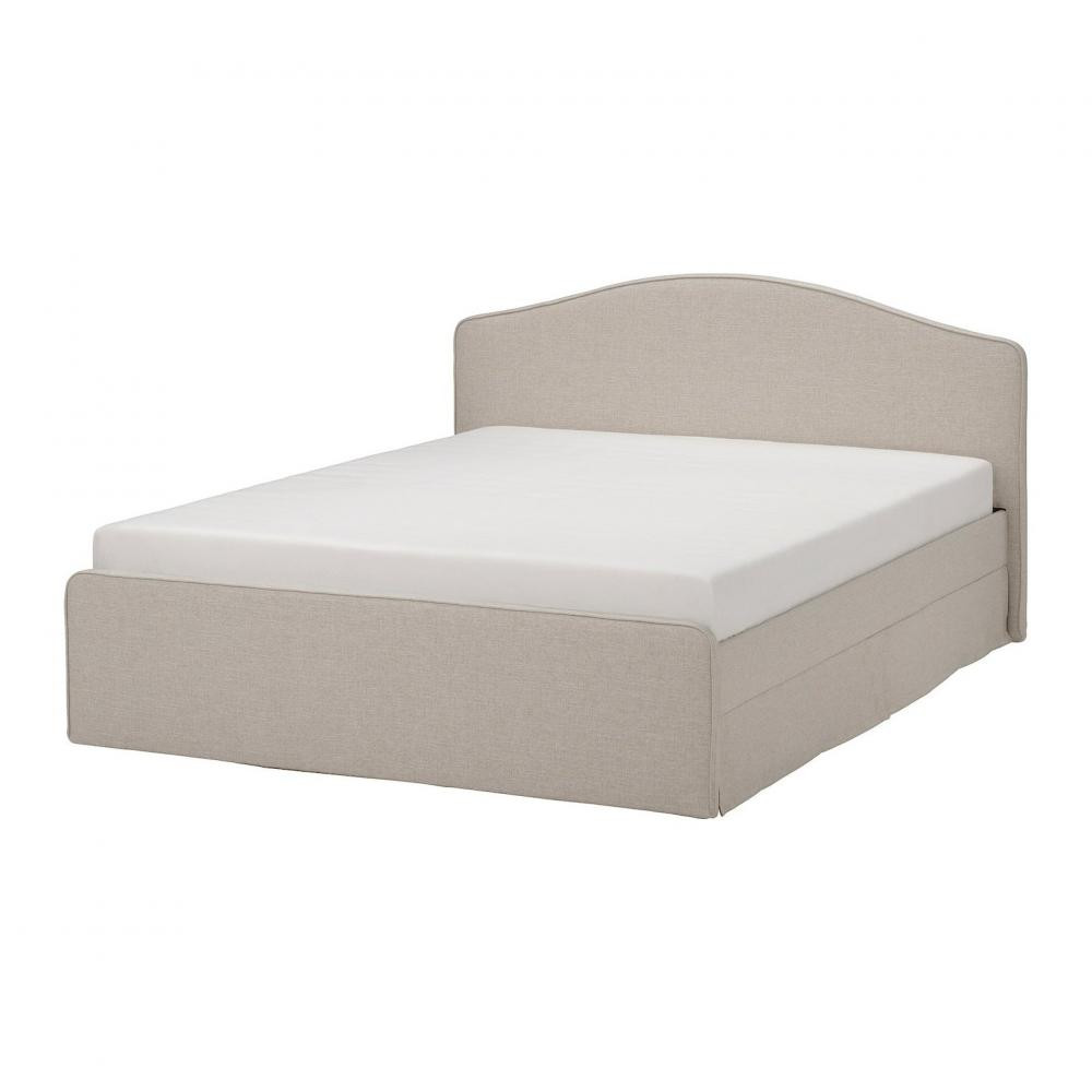IKEA RAMNEFJALL Каркас ліжка з оббивкою, Kilanda світло-бежевий/LurOy, 140x200 см (195.601.57) - зображення 1