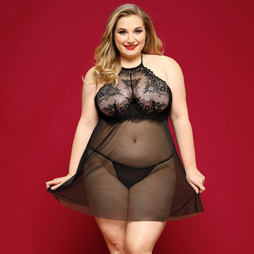 JSY Sexy Lingerie Сексуальний пеньюар із стрінгами  P91157 Plus Size (SO8385) - зображення 1