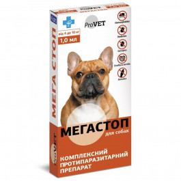ProVET Капли на холку для собак 4-10 кг Мега Стоп ProVET 4 пипетки (PR020076)