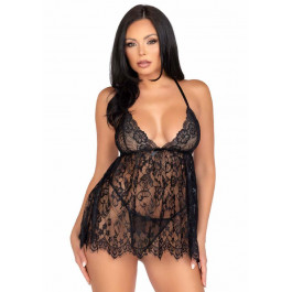 Leg Avenue Пеньюар  Floral lace babydoll & string Black L (SO9171)