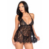 Leg Avenue Пеньюар  Floral lace babydoll & string Black L (SO9171) - зображення 4