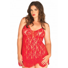   Leg Avenue Пеньюар  Rose Lace Flair Chemise Red Plus Size (SO9103)