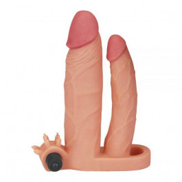   LoveToy Pleasure X-Tender Vibrating Double Penis Sleeve Flesh Add 1"