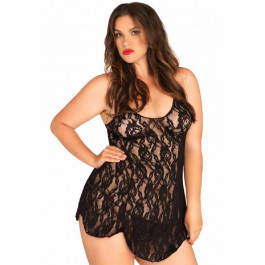   Leg Avenue Пеньюар  Rose Lace Flair Chemise Black Plus Size (SO9102)