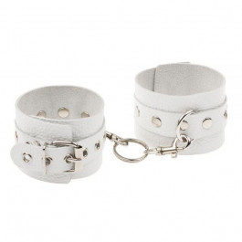   Slash Leather Double Fix Leg Cuffs, White (SL281402)