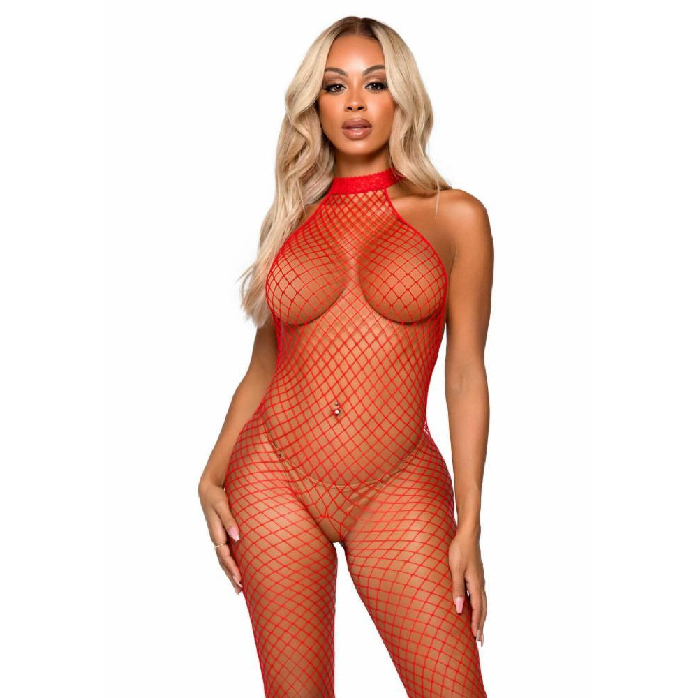 Leg Avenue Бодістокінг  Racer neck bodystocking Red - зображення 1