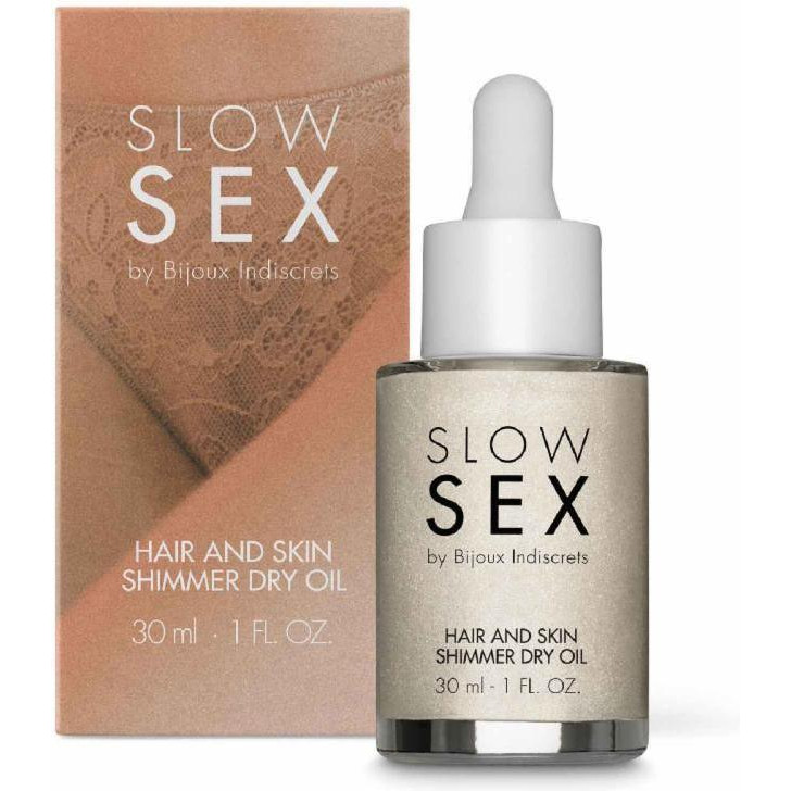 Bijoux Indiscrets Масло-шиммер для волос и тела  SLOW SEX Hair and skin shimmer dry oil - зображення 1