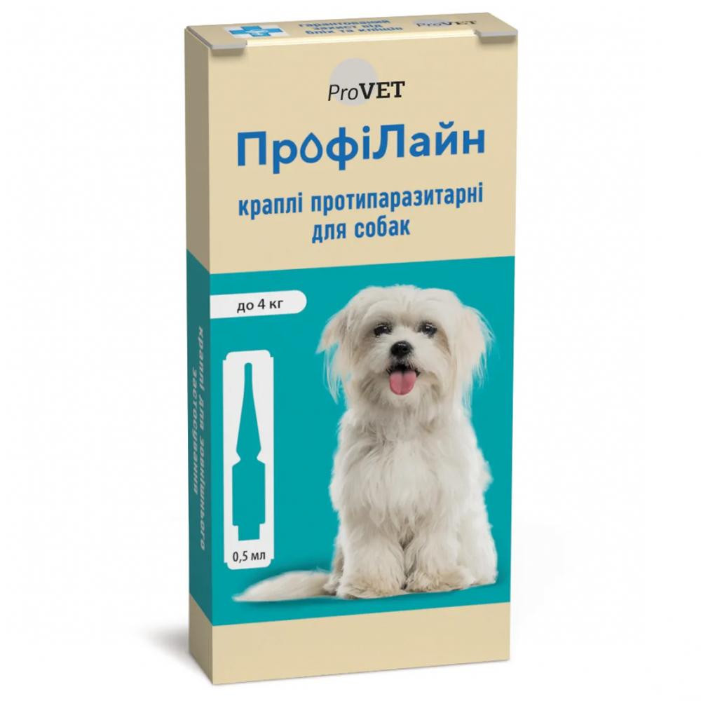 ProVET Капли на холку для собак до 4 кг Профилайн 4 пипетки (PR240990) (4823082409907) - зображення 1