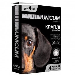 UNICUM Капли Premium от блох и клещей на холку для собак массой 0-4 кг (UN-006)