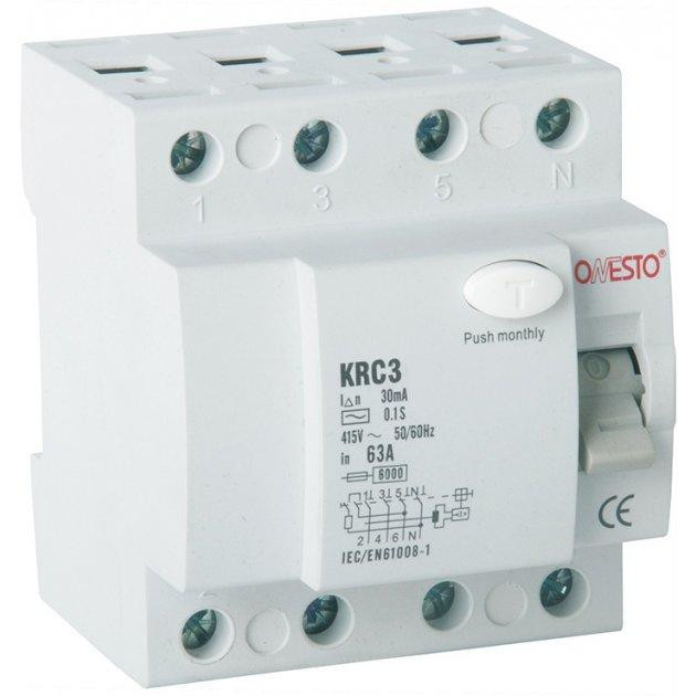 Onesto KRC3 3п+N 20А RCD 30mA тип AC (6990150205711) - зображення 1