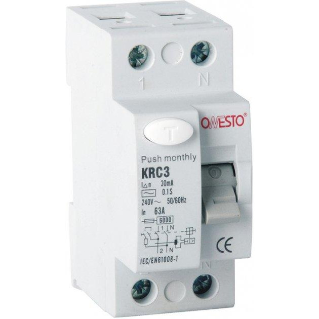 Onesto KRC3 1п+N 25А RCD 30mA тип AC (6990150200211) - зображення 1