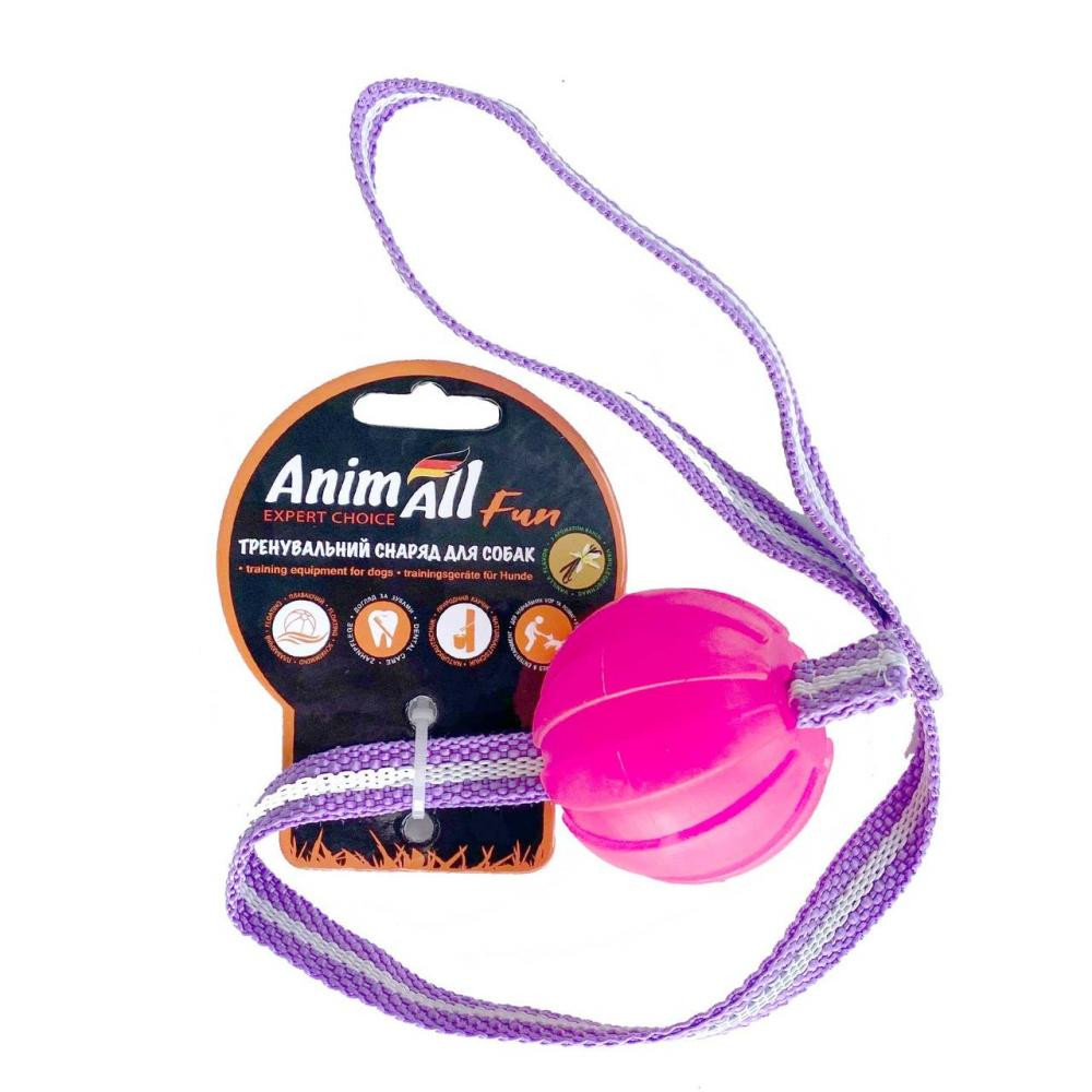 AnimAll М'яч для собак  Fun тренувальний зі шлейкою 6 см кораловий (138838) - зображення 1