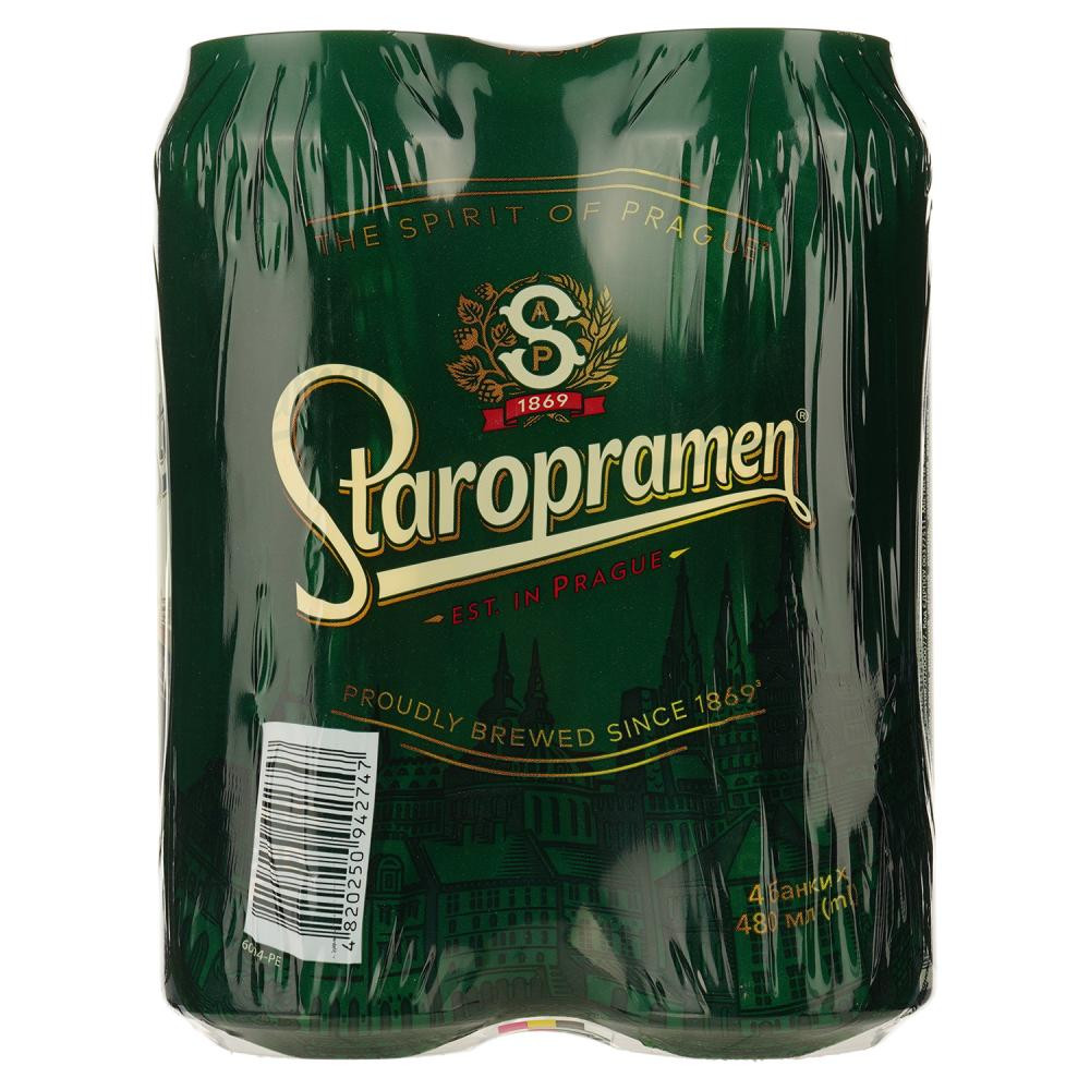 Staropramen Пиво , світле, 4,2%, з/б, 1,92 (4 шт. по 0,5 л) (4820250942747) - зображення 1