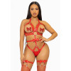 Leg Avenue Портупея-тедді з ременів  Studded O-ring harness teddy Red L (SO8562) - зображення 1