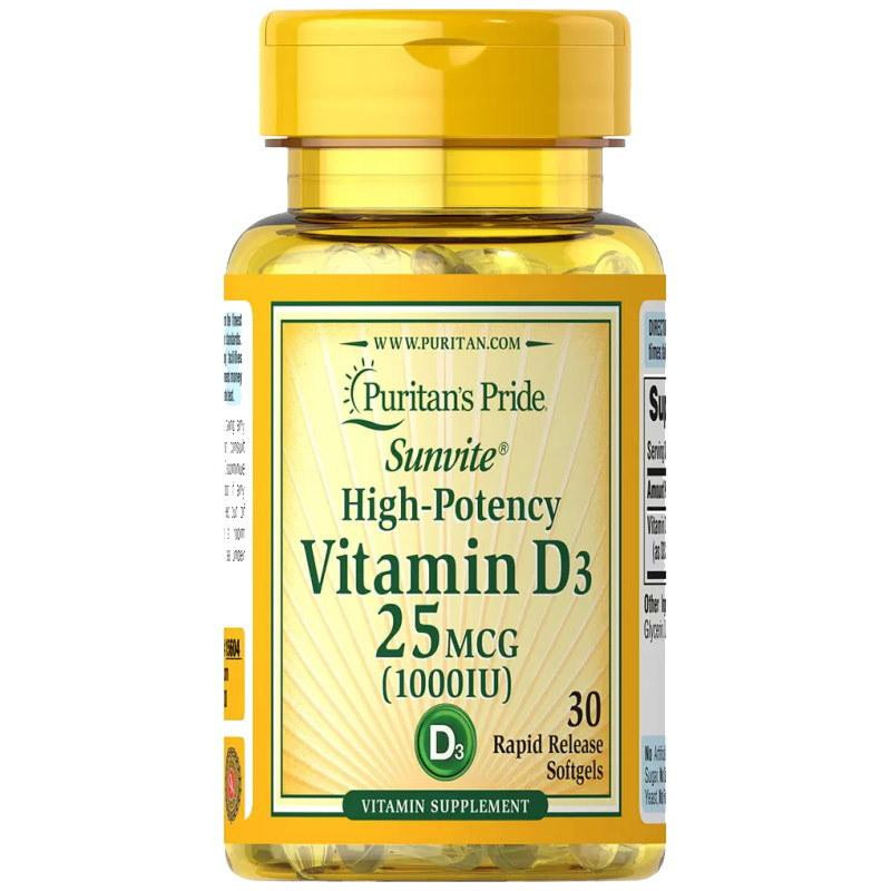 Puritan's Pride Vitamin D3 1000 IU, 30 капсул - зображення 1