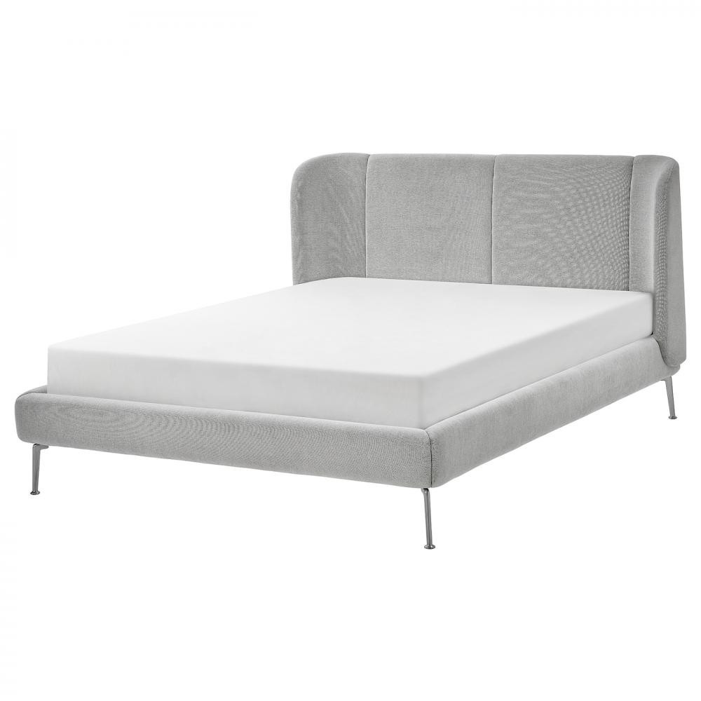 IKEA TUFJORD Каркас ліжка з оббивкою, Tallmyra білий/чорний/LindbAden, 140x200 см (395.553.72) - зображення 1