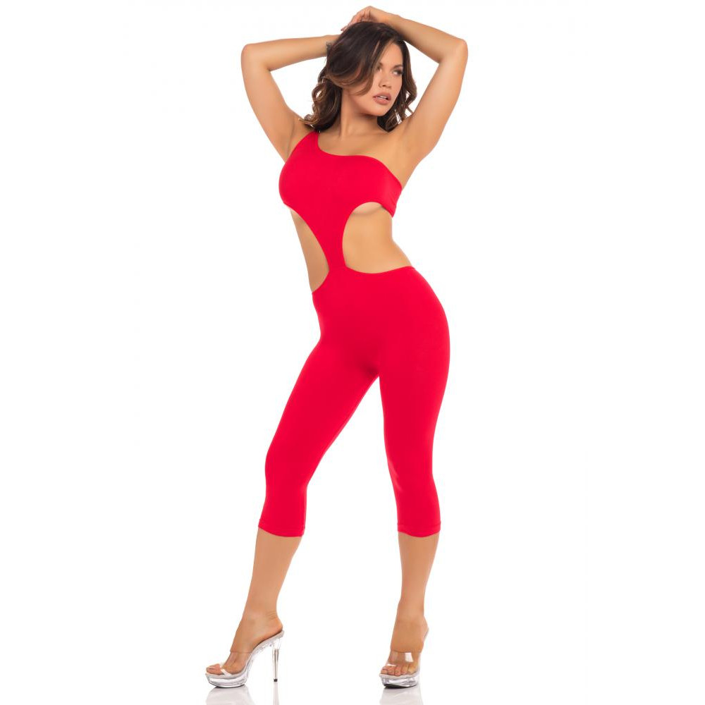 Pink Lipstick Комбінезон ONE SHOULDER CROPPED CATSUIT RED, S/M (7227035REDSM) - зображення 1