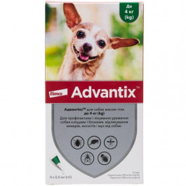 Bayer Advantix Защита от блох и клещей для собак до 4 кг 4 пипетки (4007221047223)