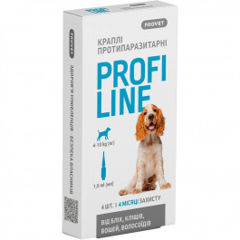 ProVET Краплі для тварин  Profiline інсектоакарицид для собак 4-10 кг 4/1 мл (4823082431045)