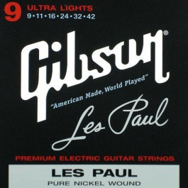   Gibson SEG-LES LES PAUL PREMIUM ELECTRIC GUITAR STRINGS 9-42 ULTRA-LIGHT