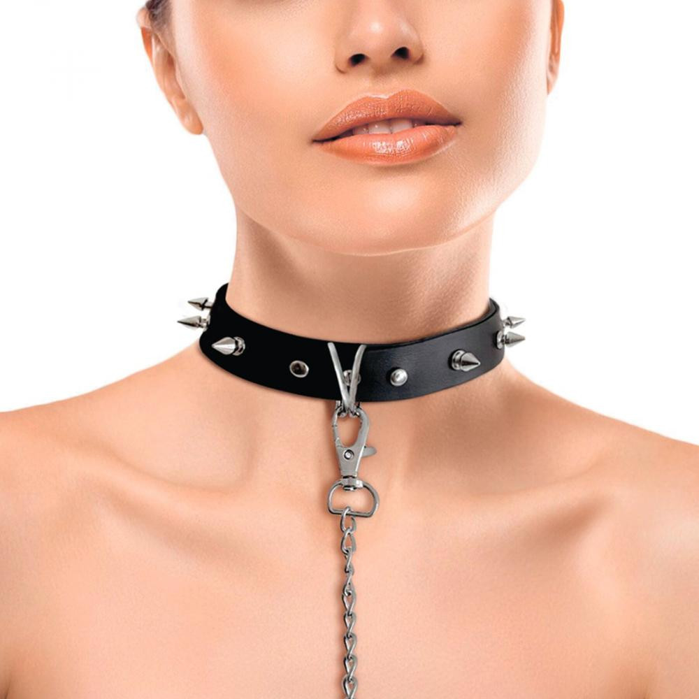 Art of Sex Нашийник з повідцем  Collar Spikes And Leash, чорний (7770000303496) - зображення 1