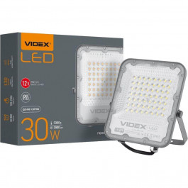   VIDEX LED прожектор 30W 5000K  PREMIUM 12-24V Серый VL-F2-305G-12V