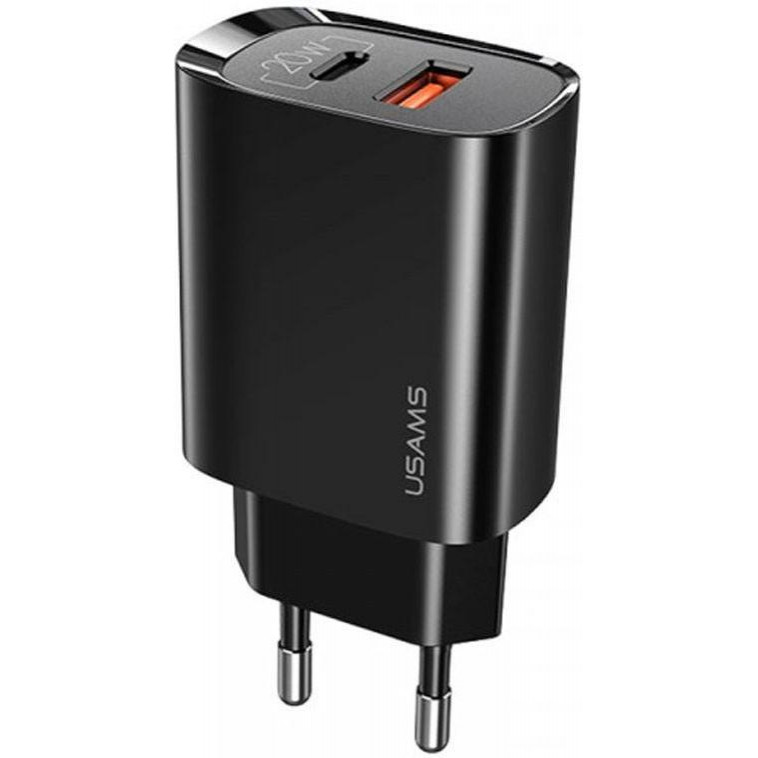 USAMS US-CC121 T35 QC3.0+PD3.0 Fast Charger 20W Black (CC121TC02) - зображення 1