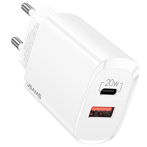 USAMS US-CC121 T35 QC3.0+PD3.0 Fast Charger 20W White (CC121TC01) - зображення 1