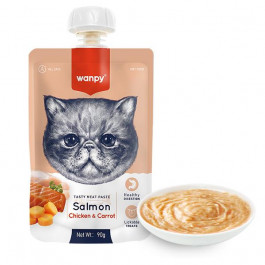 Wanpy Salmon Chicken & Carrot Крем-суп з лососем, куркою та морквою для котів 90 г (RAС-40)