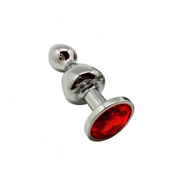   Wooomy Lollypop Double Ball Metal Plug Red S (SO7416)