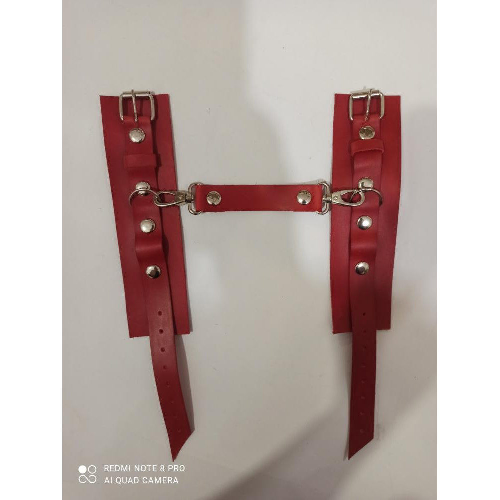  Преміум наручники із натуральної шкіри Soft Skin BDSM Desire червоний (ELDS-668 красный) - зображення 1